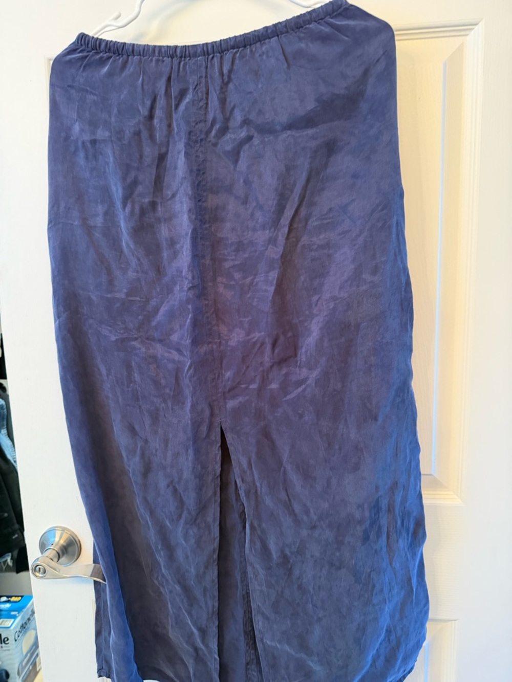 Navy Blue Maxi Skirt with Front Slit